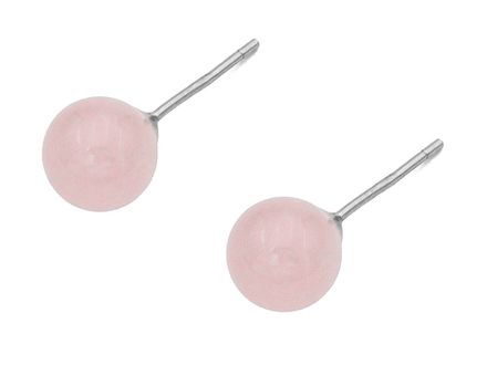Серьги-гвоздики "Шарик. Розовый кварц" 6мм