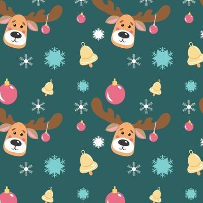 Новогодний принт с оленем и колокольчиками
