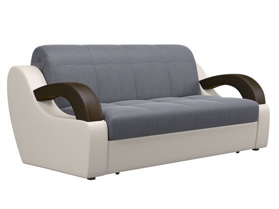 Диван Мадрид 1,2 - Велютто/Velutto  32 серый/беж кожзам/ коричневая накладка