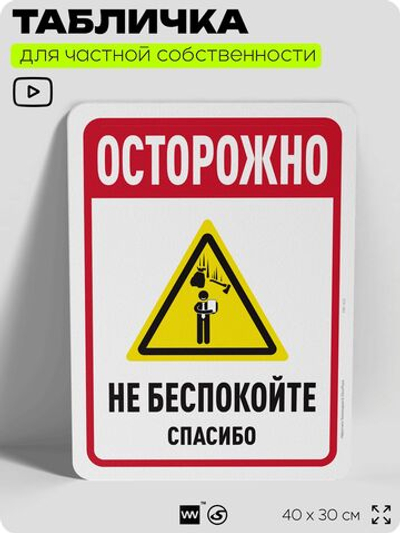 Табличка для частной территории "Опасно, не беспокойте", на дом, для участка, организаций и частных территорий, предупреждающая, 40х30 см, Silver Plane x Айдентика Технолоджи