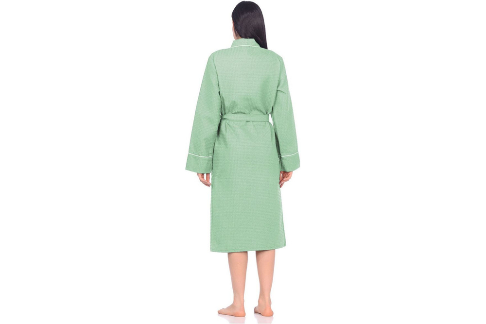 Халат вафельный Home One с кантом фисташка 58
