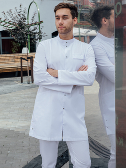 Халат медицинский мужской белого цвета