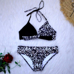 Черный раздельный купальник с анималистическим принтом (Размер: XL) (Цвет: черный)