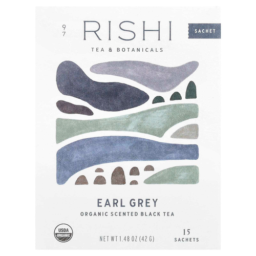 Rishi Tea, Органический ароматизированный черный чай, Earl Grey, 15 пакетиков, 42 г (1,48 унции)