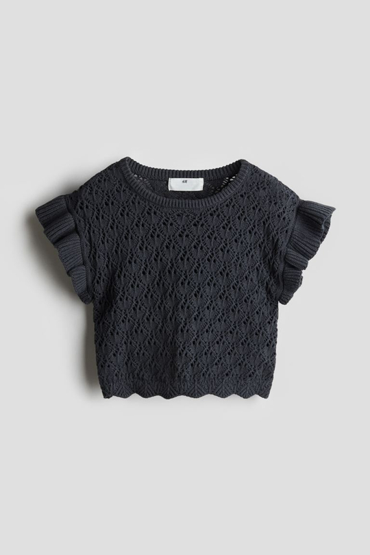 H&M Вязаный топ, темно-серый