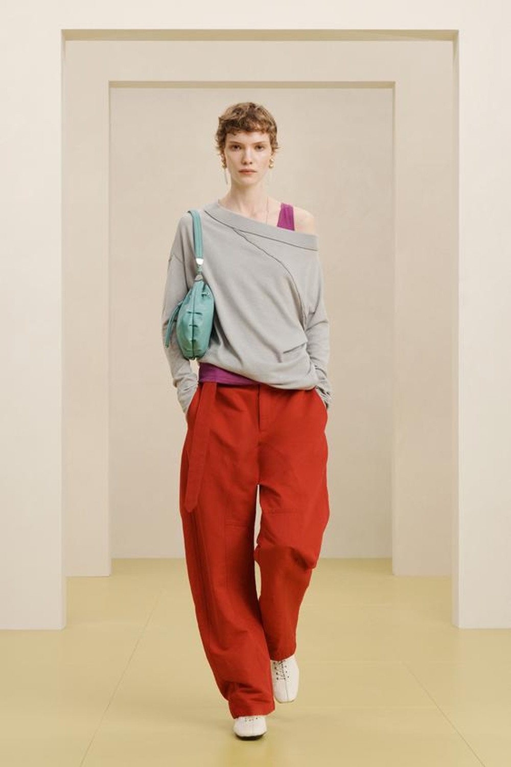 ZARA БРЮКИ ИЗ СМЕСОВОГО ЛЬНА, КРАСНЫЙ