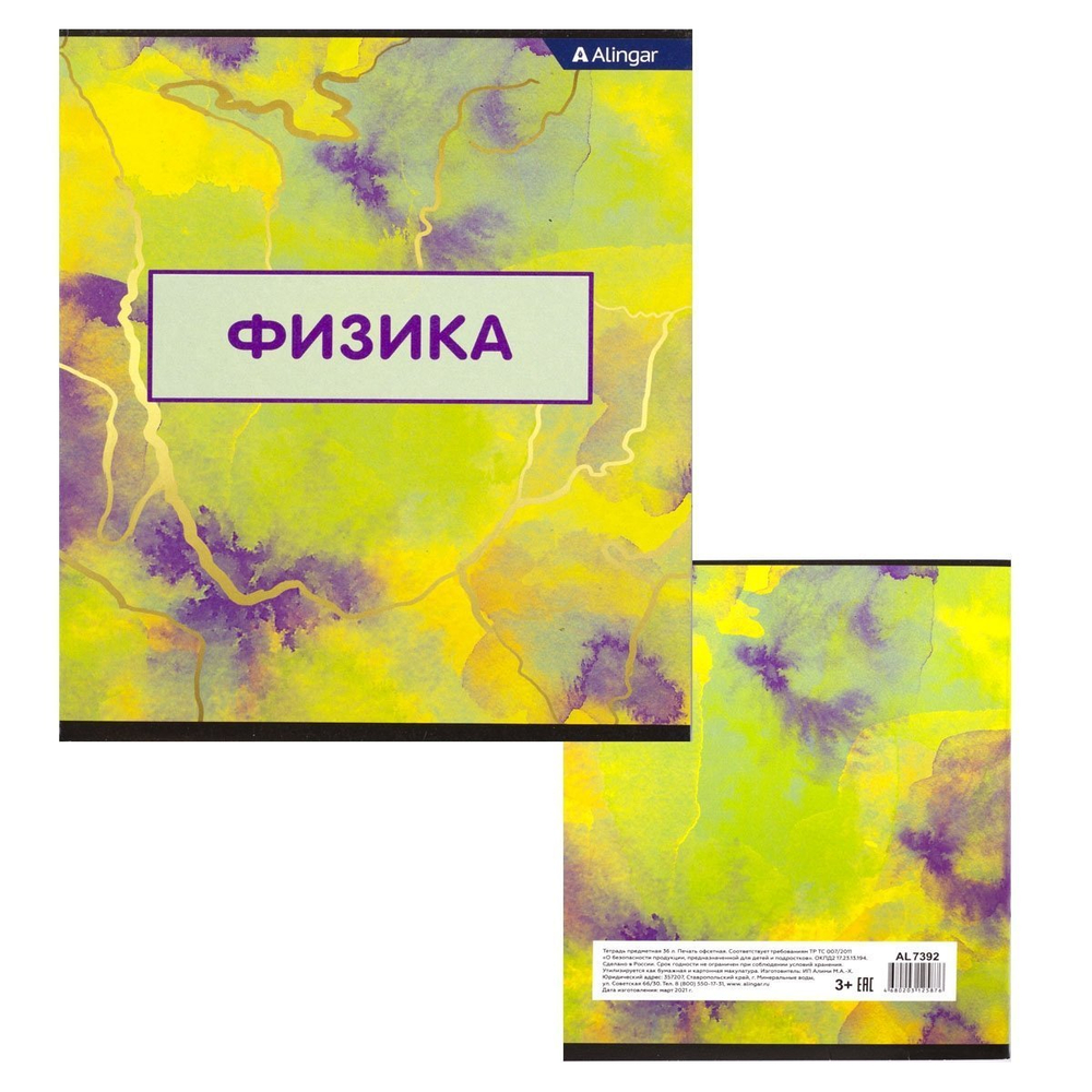 Комплект предметных тетрадей А5 36л., 10 предметов, со справочным материалом, скрепка, мелованный картон (стандарт), блок офсет, Alingar "Мрамор"