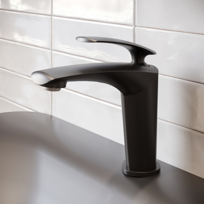 Смеситель для раковины STWORKI Гётеборг S03010BK + донный клапан SW-001BK матовый черный