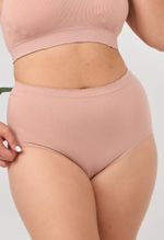 Высокие гладкие бесшовные трусики (Размер: 2X) (Цвет: телесный)