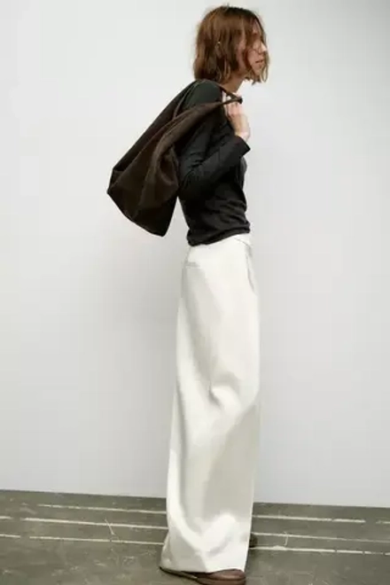 ZARA ФУТБОЛКА ИЗ МЯГКОЙ ТКАНИ С ДЛИННЫМИ РУКАВАМИ, СЕРЫЙ С МЕЛАНЖЕВЫМ ЭФФЕКТОМ