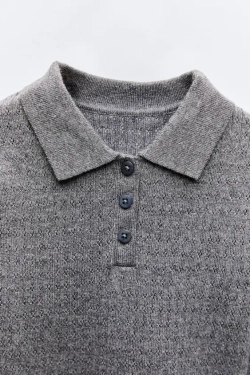 ZARA АЖУРНЫЙ СВИТЕР, СЕРЫЙ С МЕЛАНЖЕВЫМ ЭФФЕКТОМ