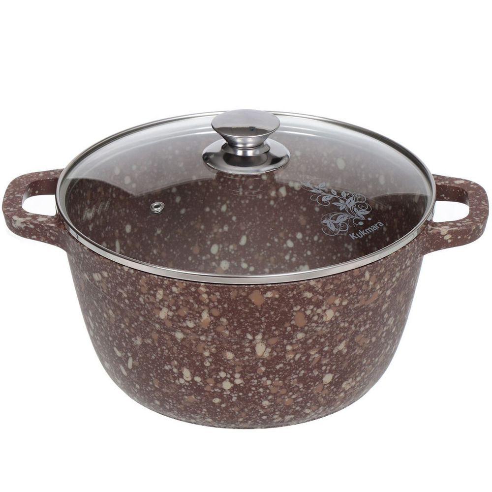 Кастрюля алюминий, антиприг, 4.5 л, с крыш, Kukmara, Elite stone, к41ес