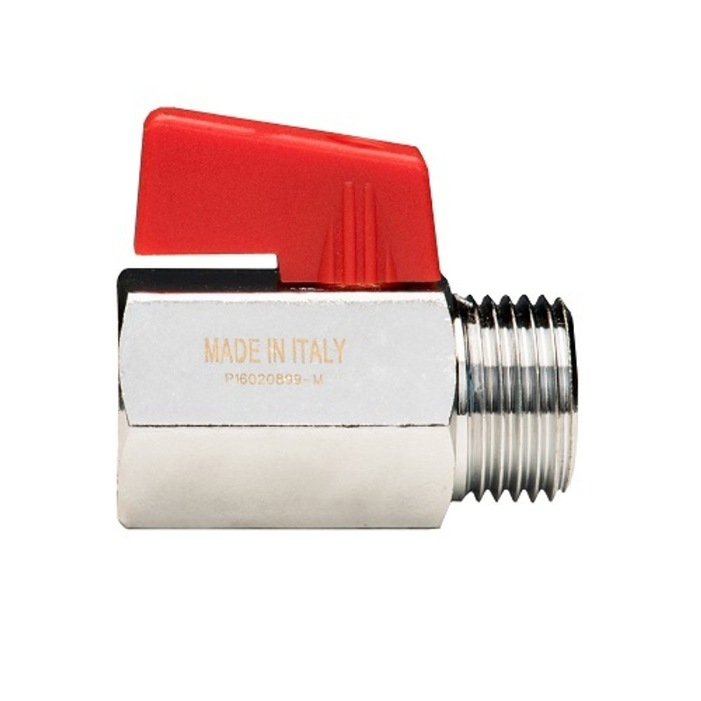 Кран шаровой мини STOUT - 3/8" (НР/ВР, PN15, Tmax 90°C, ручка-флажок красная)