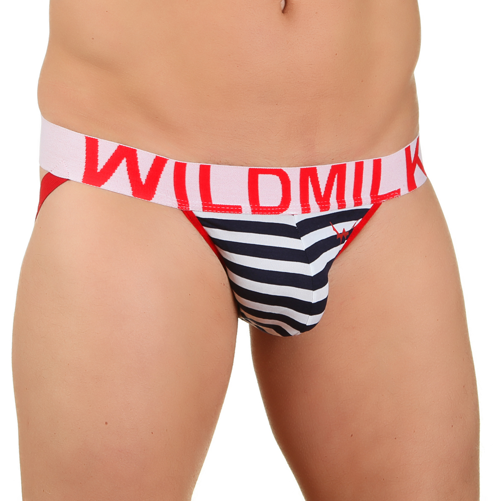 Мужские трусы джоки белые в полоску WildMilk