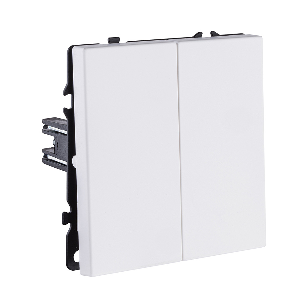 Выключатель кнопочный 2-клавишный 10А/250В, белый матовый Kollinger Eclipse EC-025WH