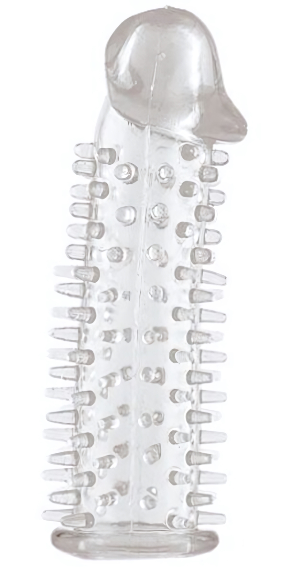 Прозрачная насадка на половой член с закрытой головкой и шипами - 12,5 см. (Цвет: прозрачный)