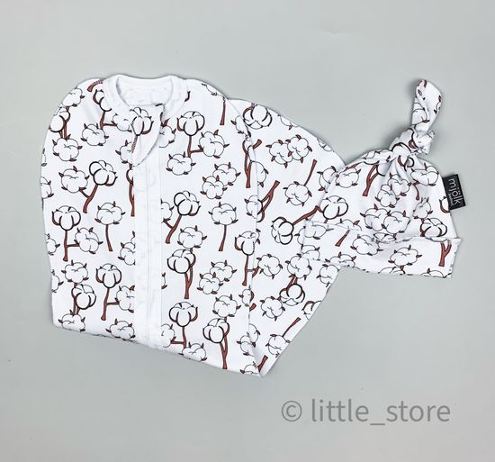 Пеленальный кокон и шапочка Хлопок