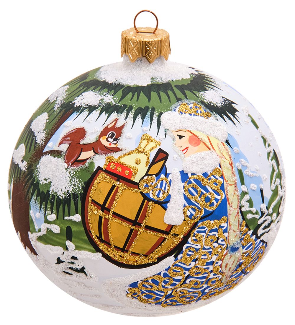 Элита НФШ-1499 Ел.украшение Шар «Снегурочка с белкой» 100 мм