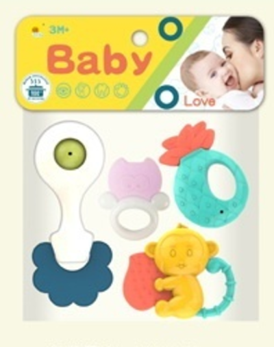 Набор погремушек с элементами прорезывателя 4шт. 14,5*21см, пакет