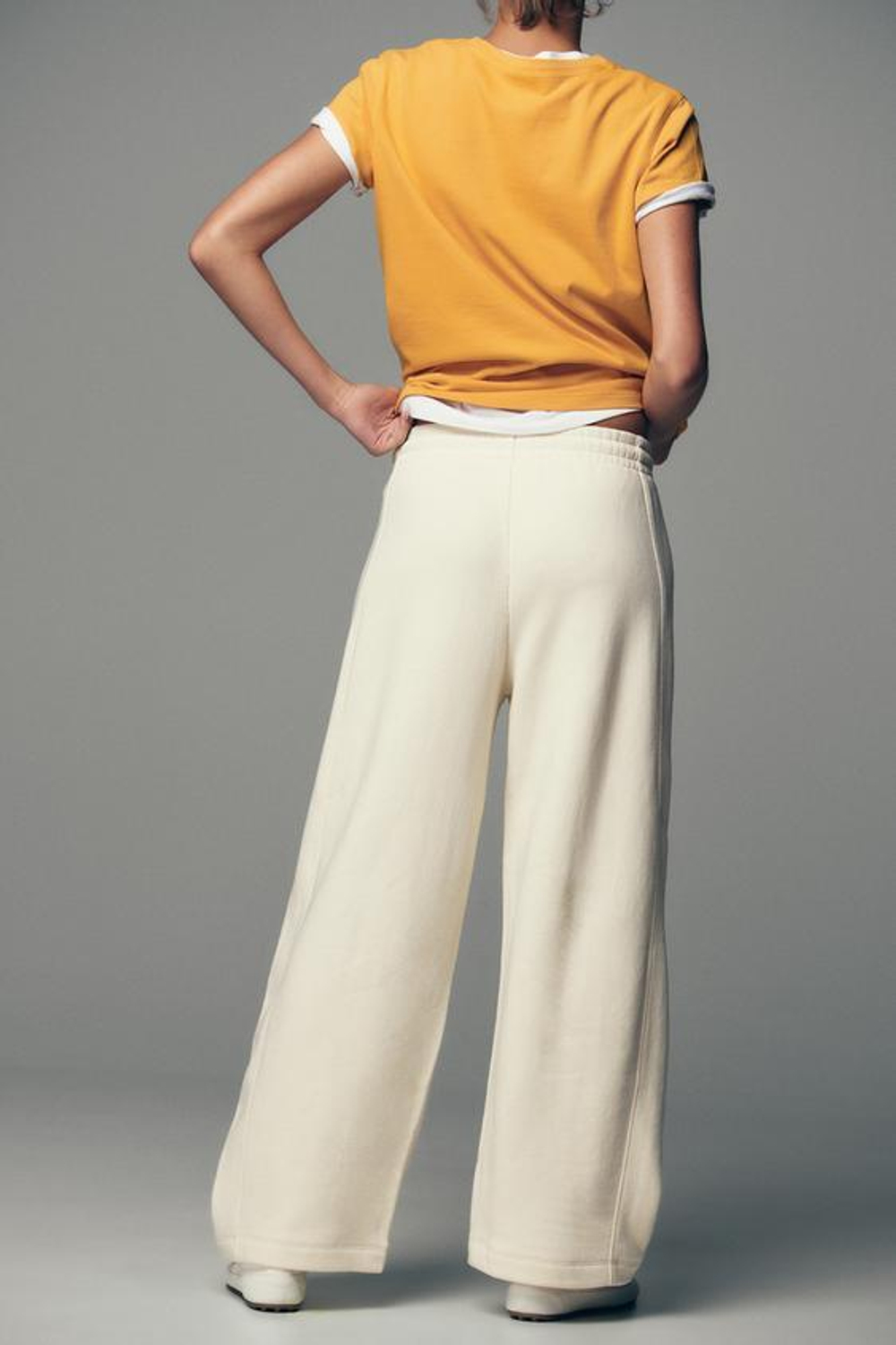 ZARA ШИРОКИЕ БРЮКИ В СТИЛЕ РУСТИК, ЭКРЮ