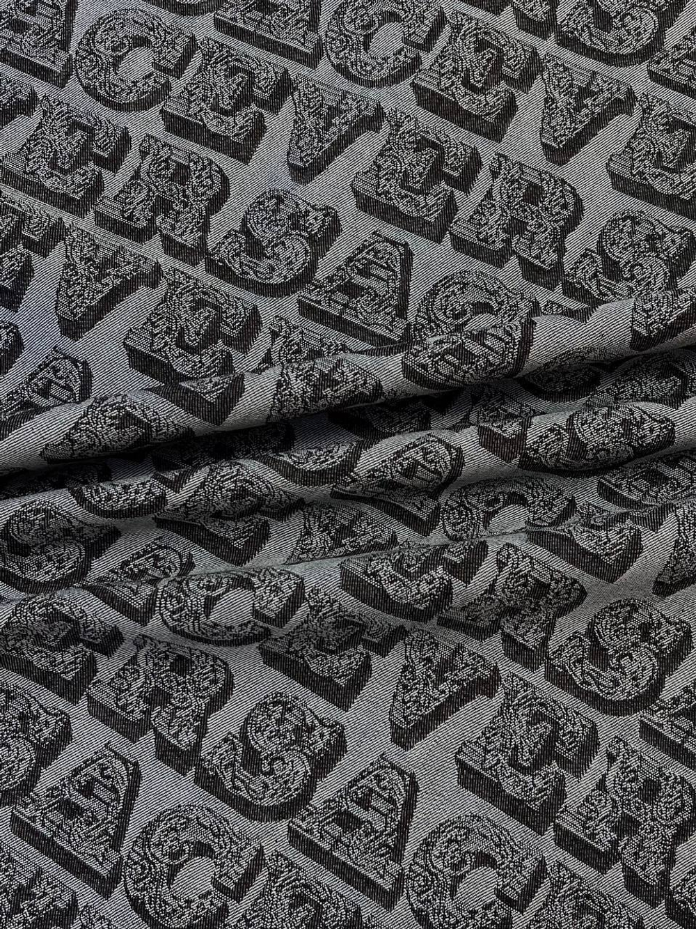 Джинса (деним) хлопок с эластаном Versace серая с логотипом