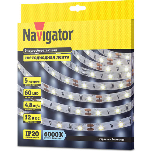 СД Лента Navigator 71 762 NLS-3528СW60-4.8-IP20-12V R5