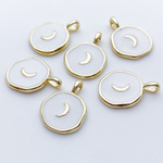Подвеска Месяц, цвет золото+белый, размер 17*13 мм, цена за 1 шт