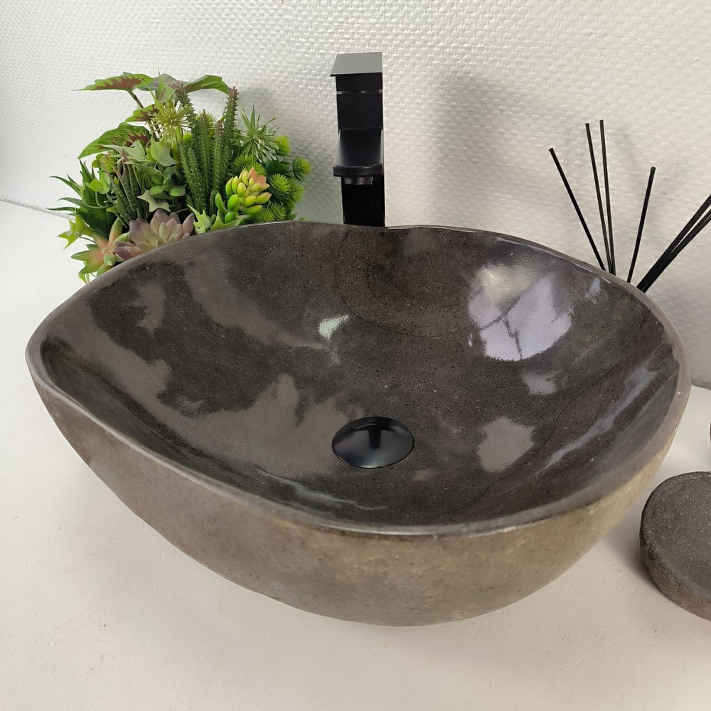 Каменная раковина из речного камня RS-05161 (47*40*15) 0861 из натурального камня