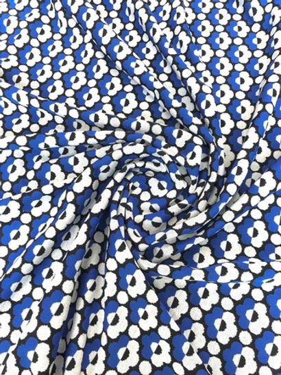 Трикотаж принт геометрия, синий, белый, черный вискоза ROYCE