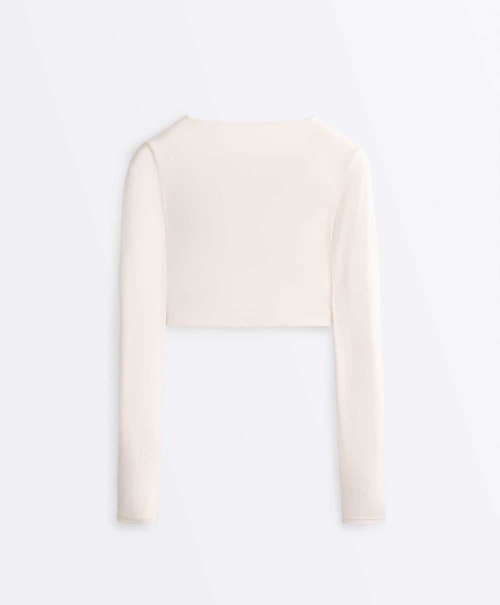 Oysho Лонгслив Light Touch, светлый экрю