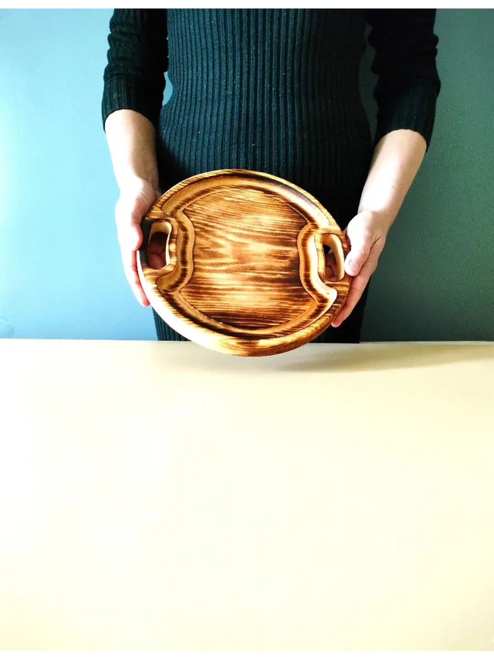 Поднос деревянный сервировочный из кедра для подач