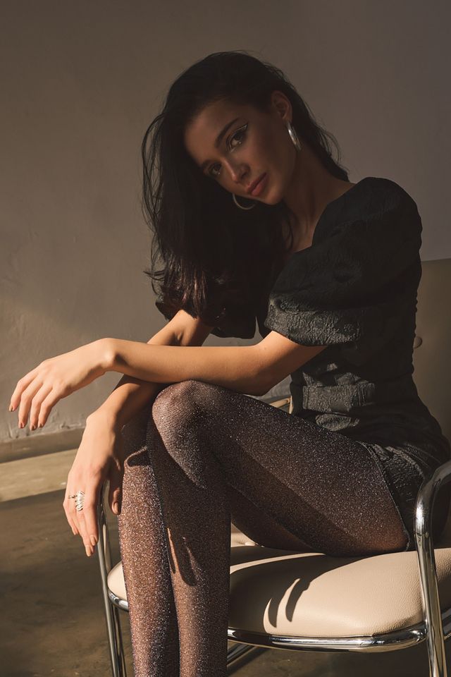 Блестящие колготки с люрексом 20 den