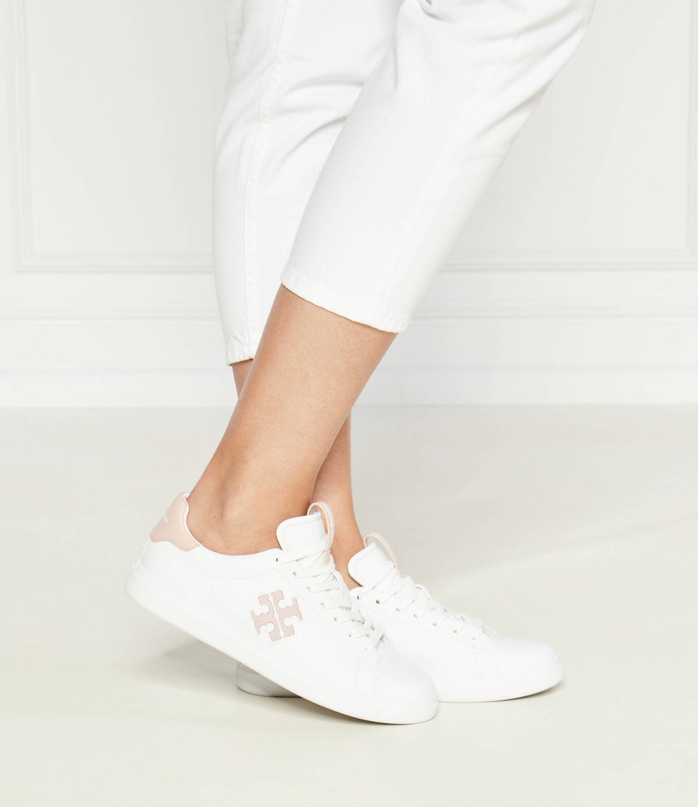 Кожаные кроссовки double t howell court TORY BURCH - белый(149728)