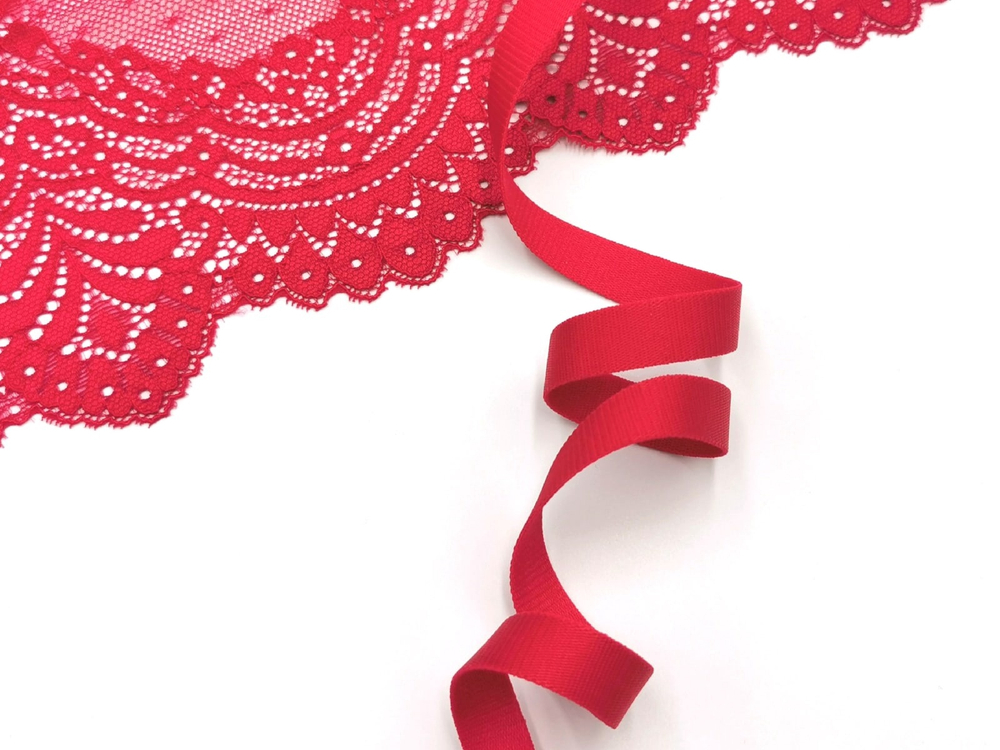 Бретелечная резинка без фестонов, 12 мм, красная, (Арт-BR640/12-100), м