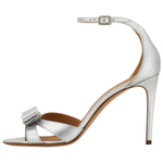 FERRAGAMO Vara Leather One Strap Sandals 9cm Women"s Silver