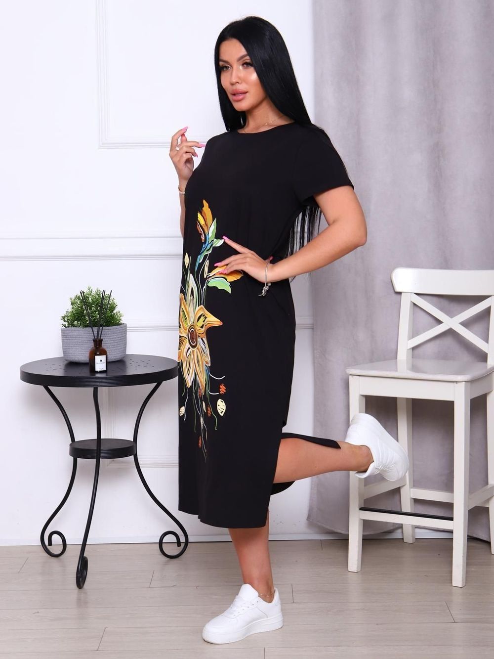 Лили - платье-футболка черный Iv-capriz (Акция)