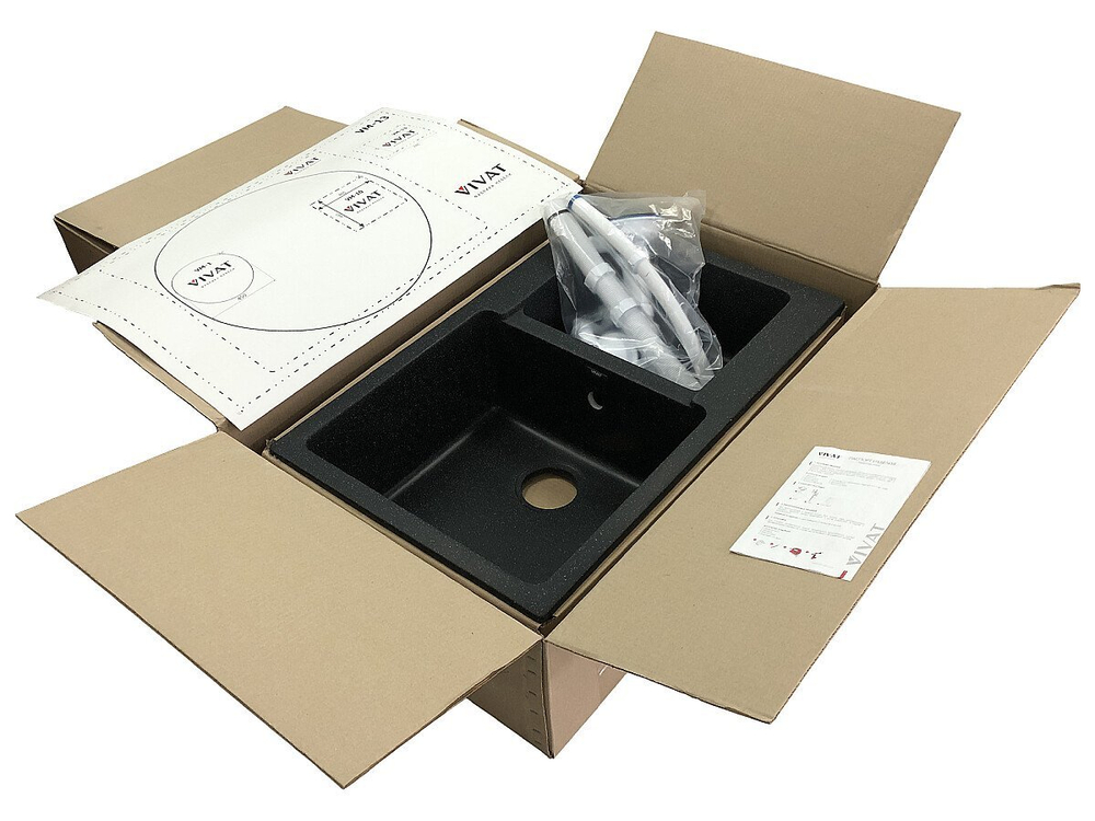 Мойка врезная Vivat 765020 2Ч МатБелый Искусственный камень