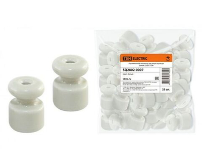 Керамический изолятор TDM для ретро провода белый 25шт SQ2802-0007