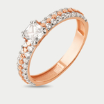 Помолвочное кольцо женское из розового золота 585 пробы с фианитами (арт. 024351-1102)