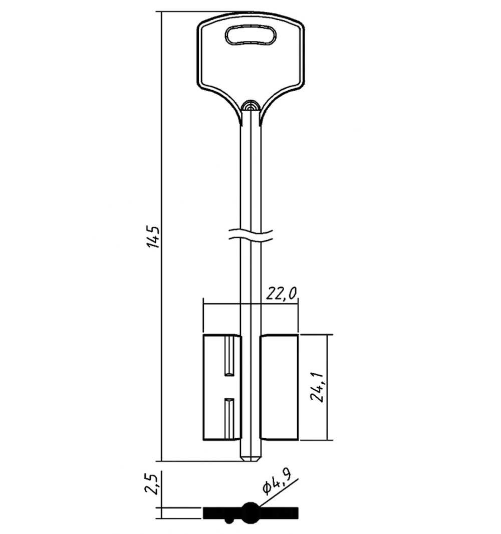 Заготовка сувальдного ключа 13073 ELB18D