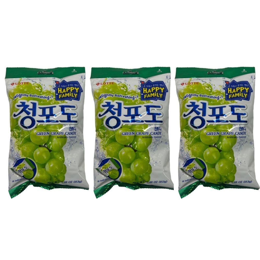 Карамель с соком зеленого винограда Lotte Green Grape Candy 153 г, 3 шт