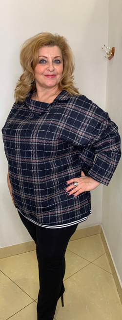 Клетчатый блузон с воротником