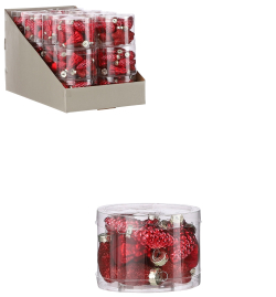 Набор елочных игрушек 14шт House of Seasons 14шт Шишка/Звезда/Елка Классический красный в прозрачной коробке