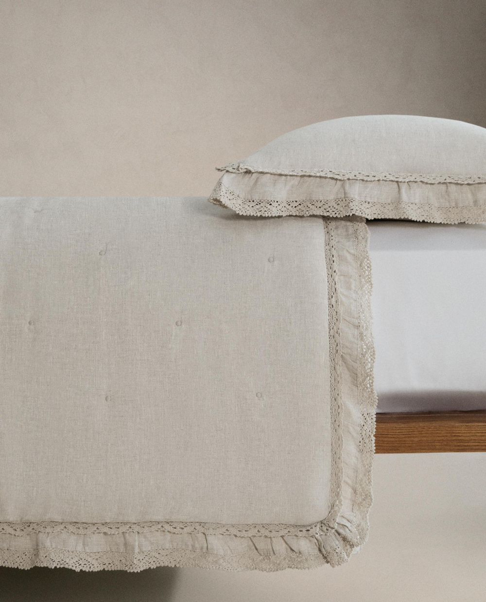 Zara Home покрывало из льна, светло-бежевый · 2112/005
