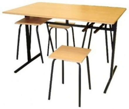 Стол для столовой 8-и местный с планками для табуреток