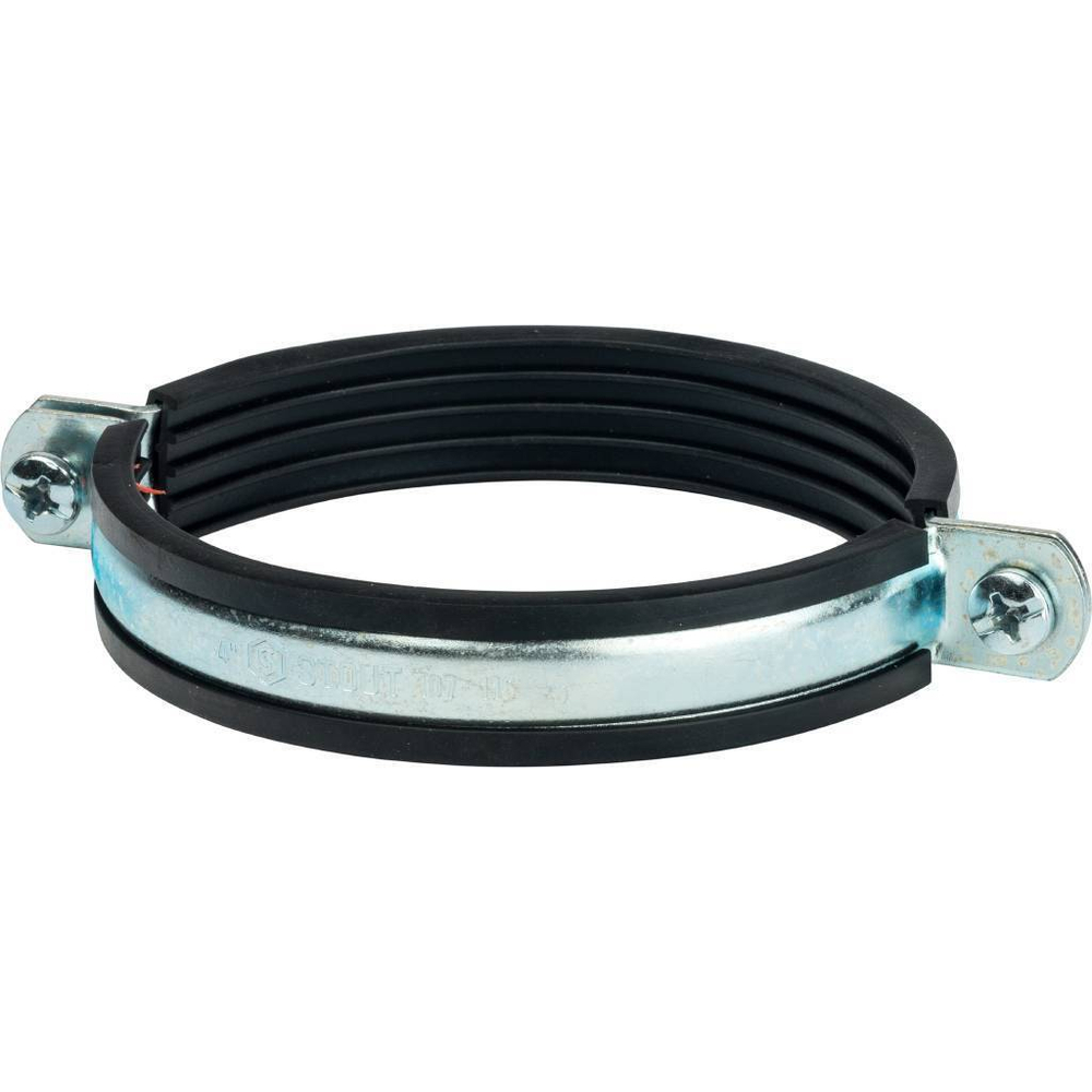 Хомут для труб, комплект: хомут+шпилька шуруп +дюбель пластиковый 4"(107-116)