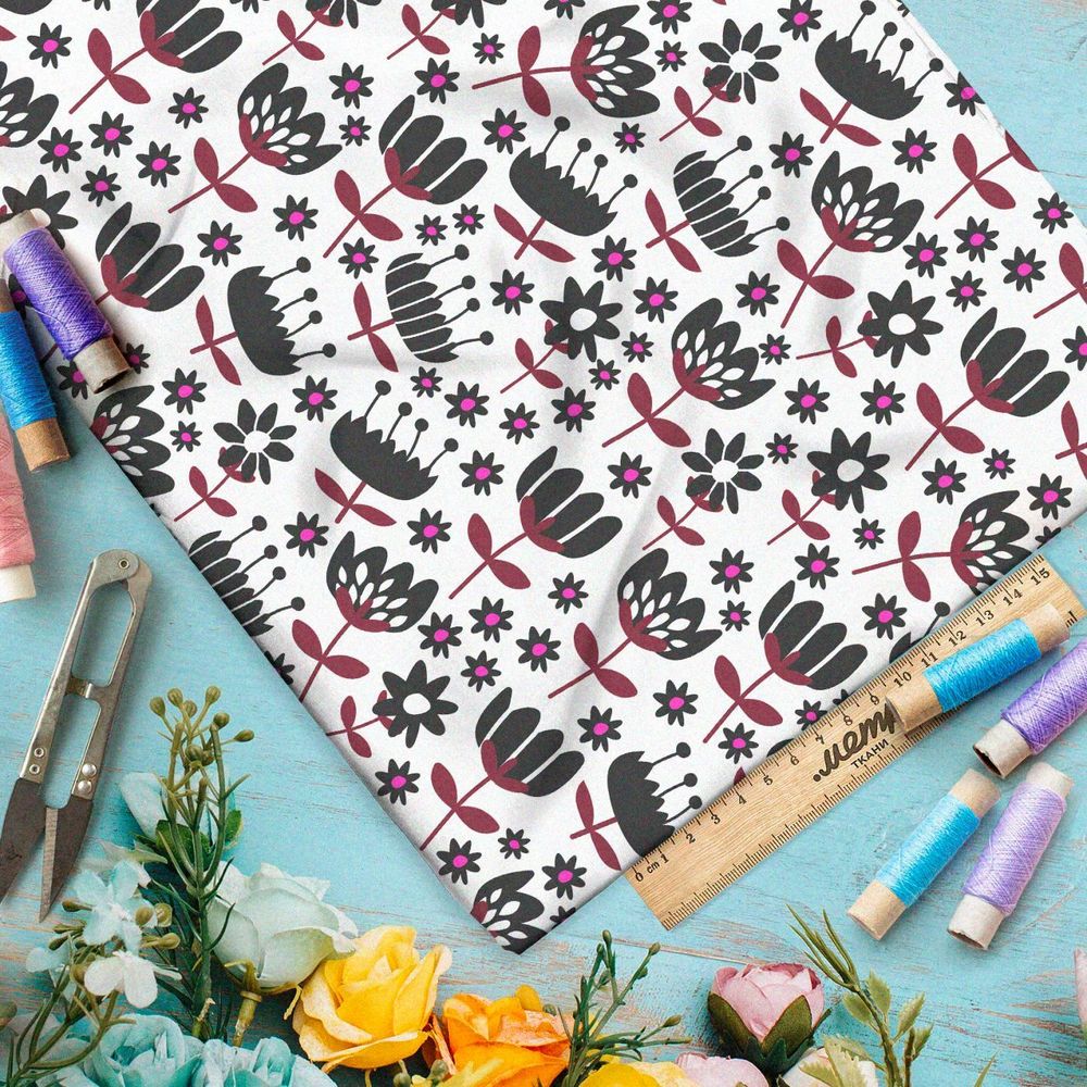 Ткань премиум таффета сказочные растения