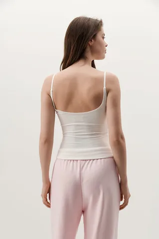 Топ на бретелях из вискозы кремового цвета