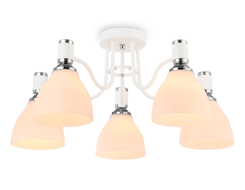 Светильник потолочный TR303305/5 WH/CH/FR белый/хром/белый матовый E27*5 max 60W D600*270