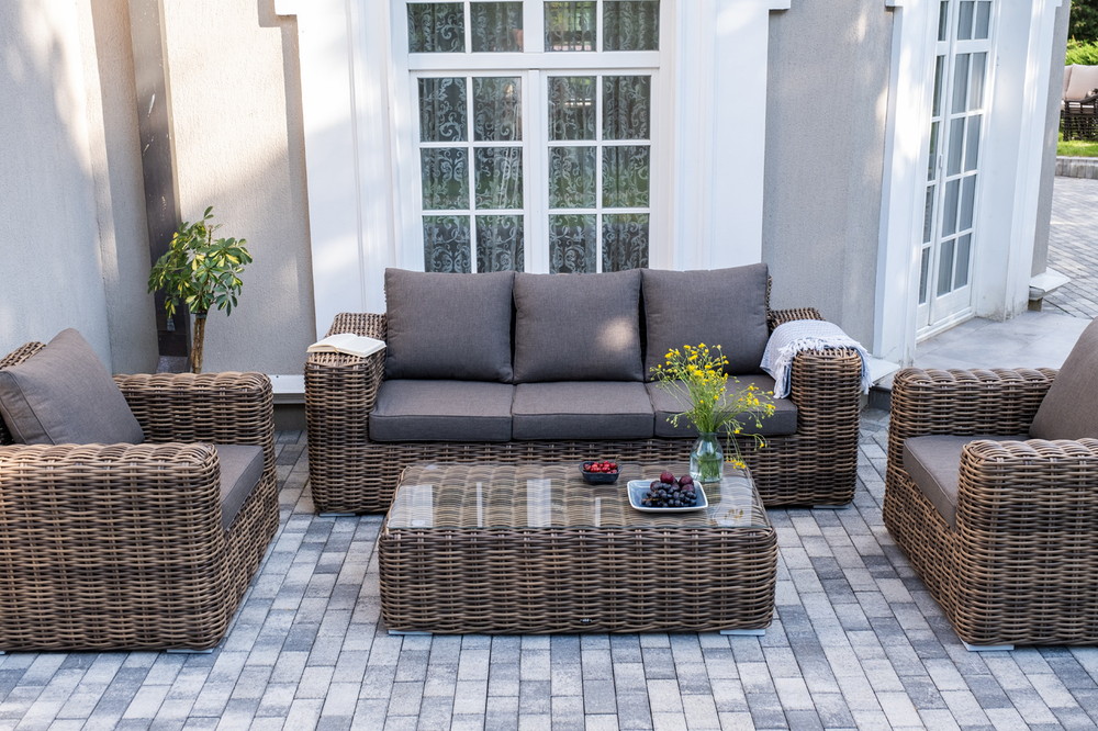 "Палермо" лаунж-зона из искусственного ротанга, цвет соломенный